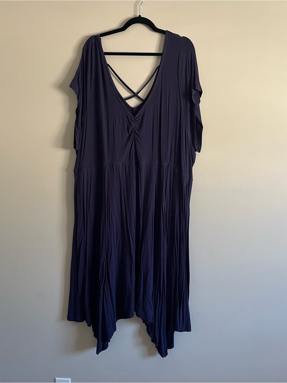 torrid 6 Navy Jersey V-Neck Midi Dress with Crisscross Back
